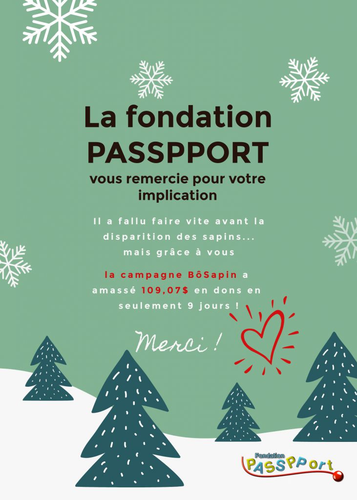 Remerciement de la part de la fondation PASSPPORT à BôSain